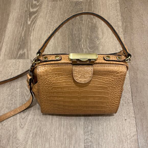 Patricia Nash Nela Croc Embossed Leather Satchel Biscuit Top Handle Crossbody - Picture 5 of 16